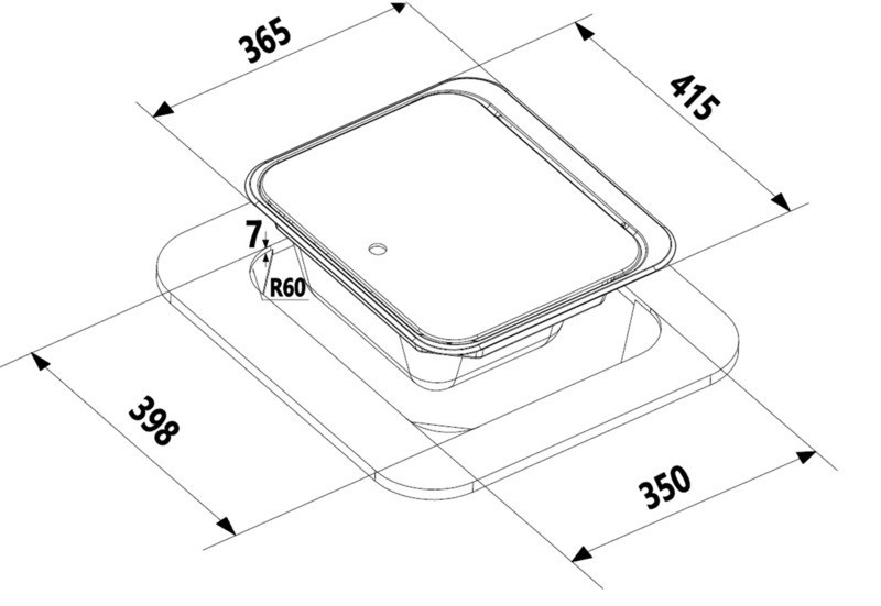Fregadero CARBEST con tapa de cristal 415 x 365 mm